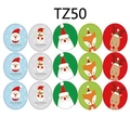 Adesivi natalizi con Babbo Natale, pupazzo di neve e renna in griglia 3x5 design TZ50 - TZ50 [15 Adesivi/Foglio]