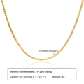 Detailed view of gold stainless steel twisted chain necklace with product dimensions - Gold S-Shaped Chain 1.5mm*45+5cm