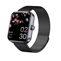 F57L Smartwatch with black Milanese magnetic band showing heart rate and health metrics - Metal Bracelet / Milanese Black Steel Japanese Version