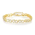 Bracciale a catena con cuori dorati e zirconi bianchi con chiusura regolabile - Oro