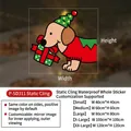 Autocollant statique de fenêtre de teckel de dessin animé avec boîte cadeau de Noël - Teckel avec Cadeau / Petit (40x40cm)