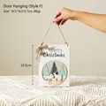 Weißes Holzschild Merry Christmas mit Hirsch-Silhouette und Glocke, 19.5x14.5cm - Türbehang (Stil F Zeder)