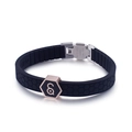 Bracciale in silicone nero con trama a nido d'ape e inserto metallico esagonale - Nero Rosa