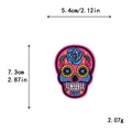 Pink skull embroidered patch with blue roses, 5.4x7.3cm DIY decorative applique - 10654-Pink Rose Skull