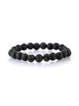 Macro shot of matte black lava stone beads showing natural porous honeycomb texture - 2197 Volcanic Lava Rock