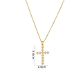 Golden cross necklace with colorful zircon pendant measuring 3.0cm height and 2.0cm width - Gold Diamond Studded Cross (644)