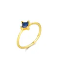 MODIAN S925 sterling silver ring with blue gemstone and gold-plated finish - Square Blue Gemstone Prong Style (RHR1640)