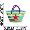 Detailed embroidery patch of beach handbag with red star and vibrant thread textures - Beach Handbag Shape (X15SD-1-11)