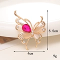 Ciondolo a farfalla scintillante con gemme a goccia rosso rosa e strass bianchi dorati - D098-Farfalla Goccia Rosa Antico