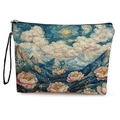 Trousse à maquillage avec motif de fleurs et montagnes impressionniste, fermeture éclair - Mer de Nuages Montagne de Neige (款式3)