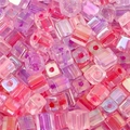 5mm iridescent square sugar beads in pink and purple gradient glass for DIY jewelry - 5mm 10g/Pack Approx 50pcs / Purple Red Mix