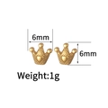 Detailed view of 6mm crown-shaped gold earrings showing exact weight and dimensions - Gold Crown