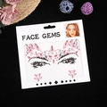 Pink and silver acrylic face gems set with drop-shaped rhinestones on product card - 165*155mm / Pink