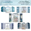 Adesivi vintage per finestre in blu acquerello per diari fai-da-te, 10 fogli - Entro 105x75mm (10 Fogli) / Oblò Azzurro