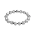 Vista macro di un bracciale a sfere argentate con trama metallica lucida su sfondo bianco - Argento (12mm)