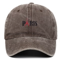Vintage washed charcoal baseball cap featuring Paris embroidery and Eiffel Tower graphic - Adjustable / Coffee