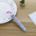 Cute unicorn multi-color ballpoint pen with transparent barrel and 10 ink colors - Pink Sleeping Unicorn