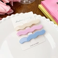 3-piece set of wavy macaron acetate hair clips in beige, pink, and sky blue - 3Pcs/Set 7CM / Cream