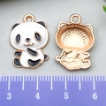 Cartoon panda enamel pendant charms for DIY jewelry with size measurement reference - Waving Panda