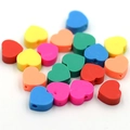 Mix of colorful 10mm heart polymer clay beads for DIY bracelets and jewelry making - 100 Pcs/Pack / Multicolor