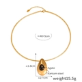 Collier chaîne serpent en acier titane avec pendentif goutte en agate noire dorée - Chaîne en métal doré