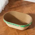 Oval cat scratcher bed in Dian green high-density corrugated paper for 10kg cats - Oval Small / 55x39x18cm/Up to 10kg / Dian Green