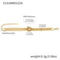 Detailansicht des 18k vergoldeten Edelstahl Knotenkette Armbands mit Größenangaben - E151 - Goldarmband 17+5cm