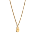 Gold stainless steel oval pendant necklace featuring a minimalist engraved letter V - Necklace + Pendant V