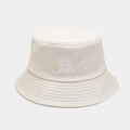 Beige cotton bucket hat with NO BAO VIBES embroidery and stitched brim for sun protection - M (56-58cm) / Beige
