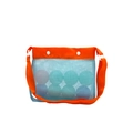 Blue mesh beach toy storage bag with orange trim and adjustable shoulder strap - Double Buckle Shoulder Mesh Bag 21x25x8cm