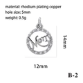Pendaglio MAMA a girasole in rame placcato rodio argento con zirconi incastonati - Lettera Mom Cerchio/B-2 / Argento