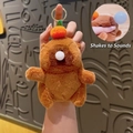 Brown plush Capybara keychain with orange citrus decor and internal rattle sound - Squeak Brown Capybara