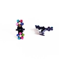 Lot de deux mini pinces à cheveux en métal noir avec motifs de fleurs en strass colorés - Coloré