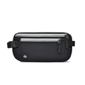 Cintura portasoldi nera con protezione RFID e due tasche con zip in tessuto ripstop - Nero (Cerniera Grigia)
