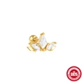 S925 Sterling silver gold evil eye stud earrings with white marquise zirconia stones - Gold #8