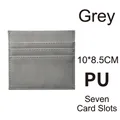 Gray PU leather card holder with 7 card slots and neat stitching, size 10x8.5cm - 10*8.5CM / 7 Slots / Gray