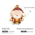 18K gold plated stainless steel Santa Claus pendant with red enamel and glitter accents - Sequin Santa Claus (PJ92734)