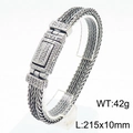 Silver punk wheat pattern stainless steel woven bracelet for men weight 42g size 215x10mm - L:215x10mm / Silver