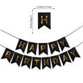 Detail view of black and gold Happy Birthday banner with specific card dimensions - Gold Stamped Birthday Banner / Gold Stamping