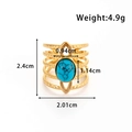 Goldener Edelstahlring im Retro-Hohl-Design mit ovalem Türkis und Abmessungen - Hohles Mehrschichtiges Design-Stil (TR018) / Gold