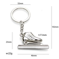 Polished silver metal ice skate keychain variant with precise dimensions and 32mm ring - X-1689 Ice Skating Blade