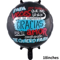 18-inch black round foil balloon with Spanish Father's Day greeting and bowtie design - 18 inch Father's Day Balloon 0171