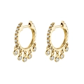 Luxurious gold hoop earrings with sparkling micro-set white cubic zirconia drops - Gold/White Zirconia