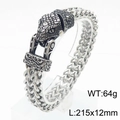Silver hip hop snake head woven stainless steel bracelet with 64g heavy metal design - Silver Dense Braided Snake Head Clasp Style (KB179515-MZOZ)