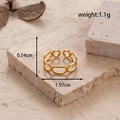 Adjustable hollow chain moon star ring in bright gold finish with minimalist vintage style - MN448-Oval Hollow Chain / Gold