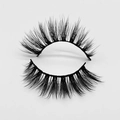 Close-up detail of dense black faux mink eyelashes with natural curl and thick texture - D493N