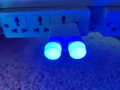 Wireless USB LED night light in white with dual heads emitting a soft blue glow - Blue