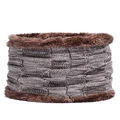 Detailed view of the thick knit scarf with soft faux fur lining for winter warmth - Neck Warmer / Khaki