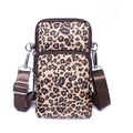 Mini leopard print crossbody phone bag with double zipper and adjustable strap - Classic Leopard