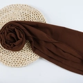 Dark coffee chiffon hijab scarf with lightweight texture and pearl-like drape - 127